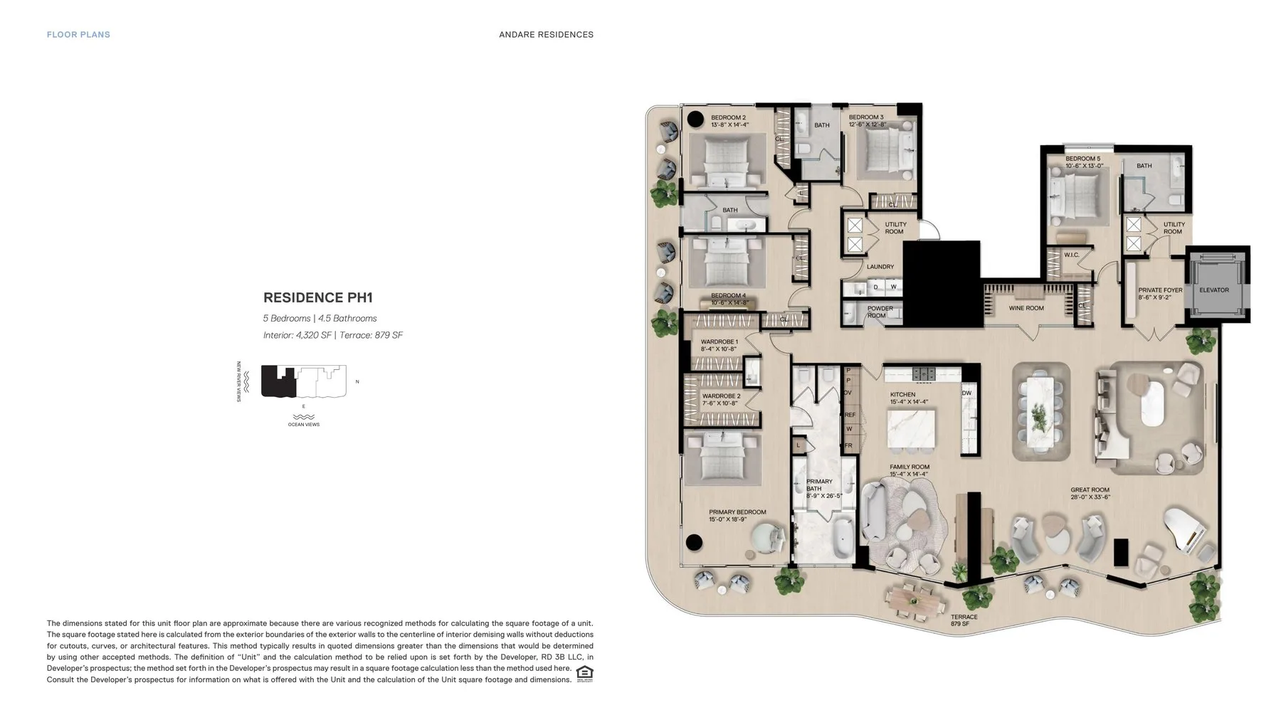 Penthouse PH1 — 5 Bed / 4.5 Bath, 4,320 SF