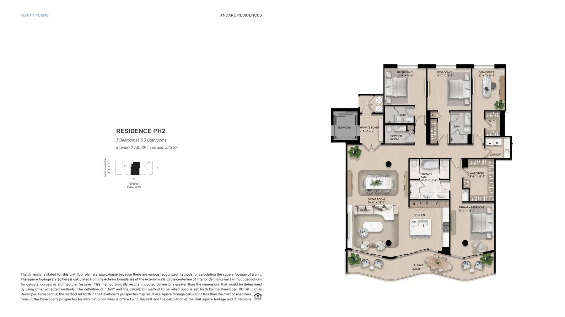 Penthouse PH2 — 3 Bed, 2,730 SF