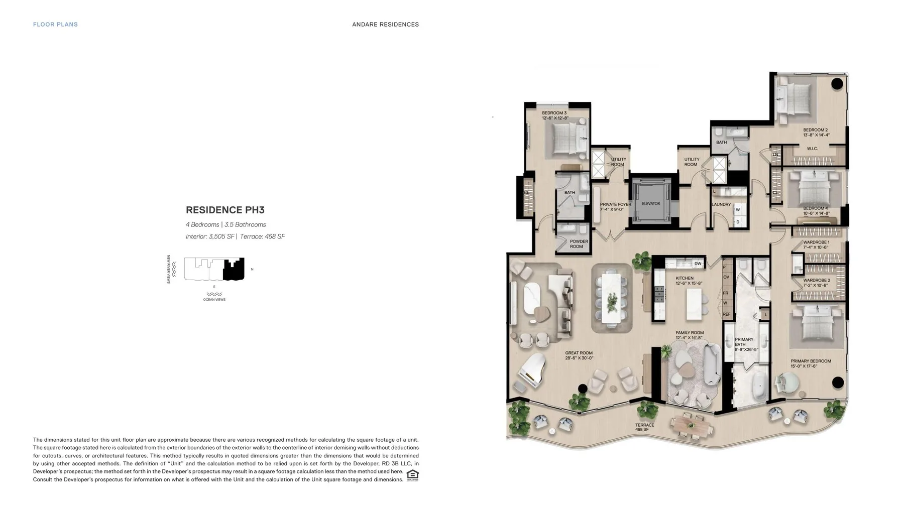 Penthouse PH3 — 4 Bed, 3,505 SF