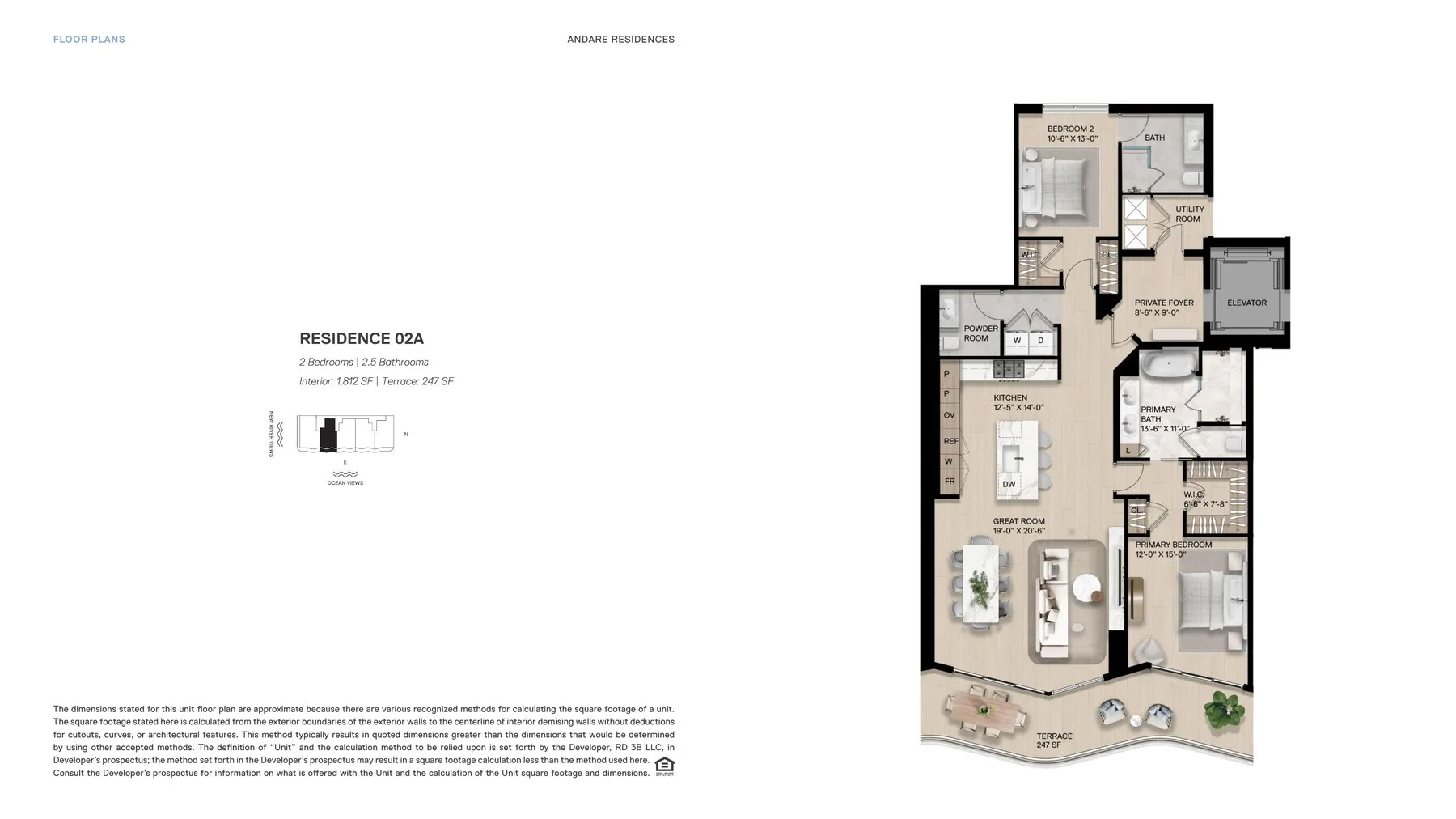 Residence 02A — 2 Bed / 2.5 Bath, 1,812 SF