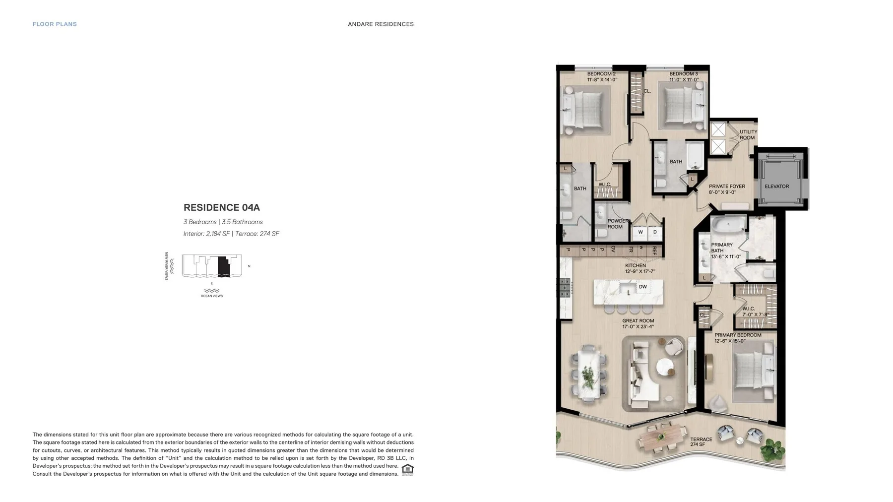 Residence 04A — 3 Bed, 2,184 SF