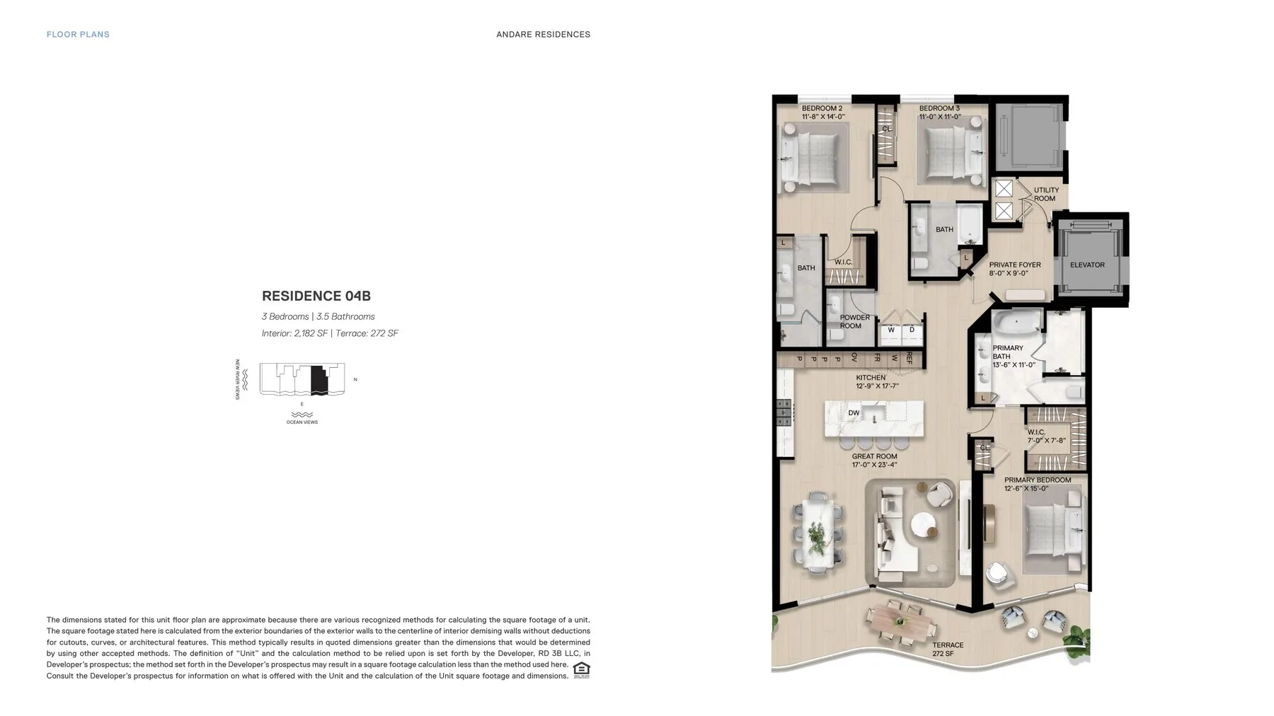 Residence 04B — 3 Bed, 2,182 SF