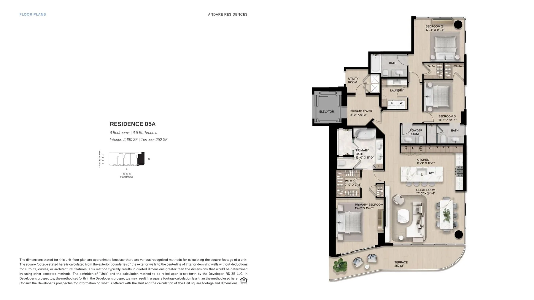 Residence 05A — 3 Bed, 2,190 SF
