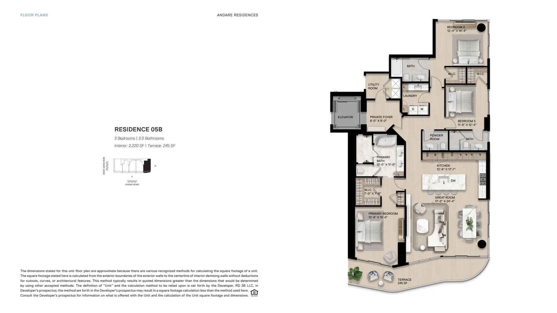 Residence 05B — 3 Bed, 2,220 SF