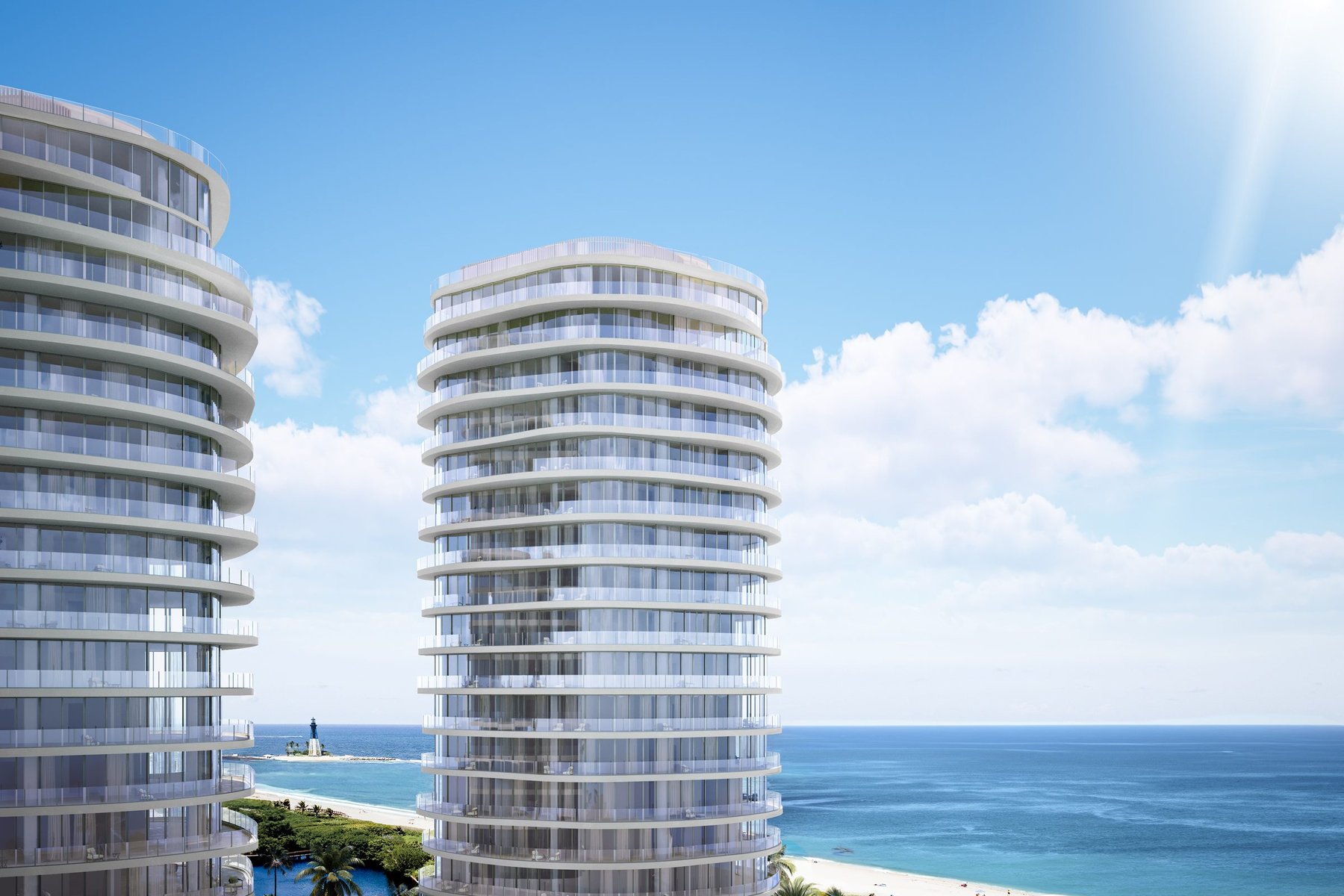 Armani/Casa Residences — twin towers oceanfront rendering