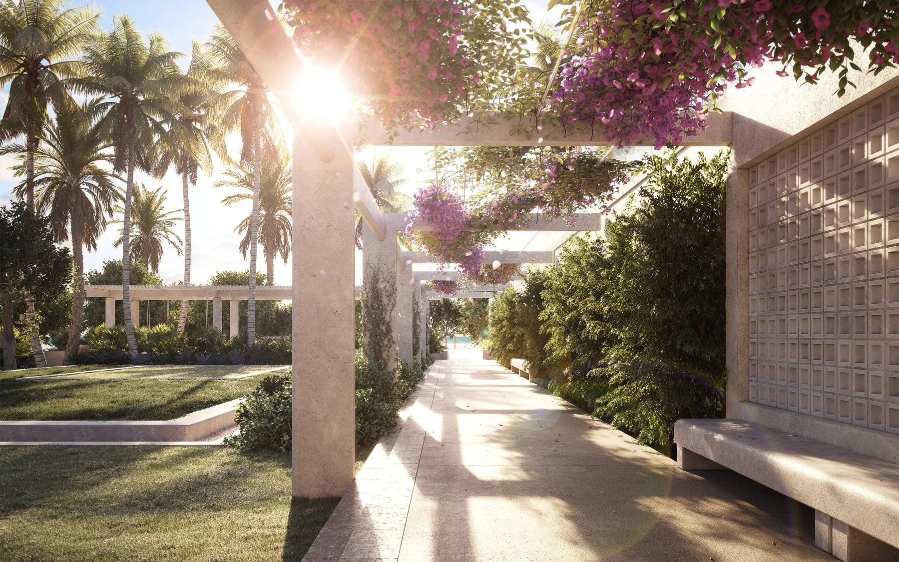 Armani/Casa Residences — landscaped promenade