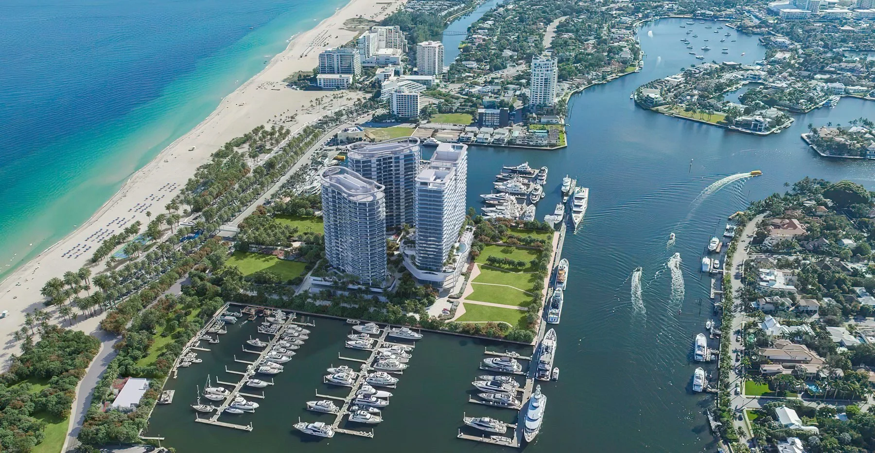 Fort Lauderdale waterfront aerial