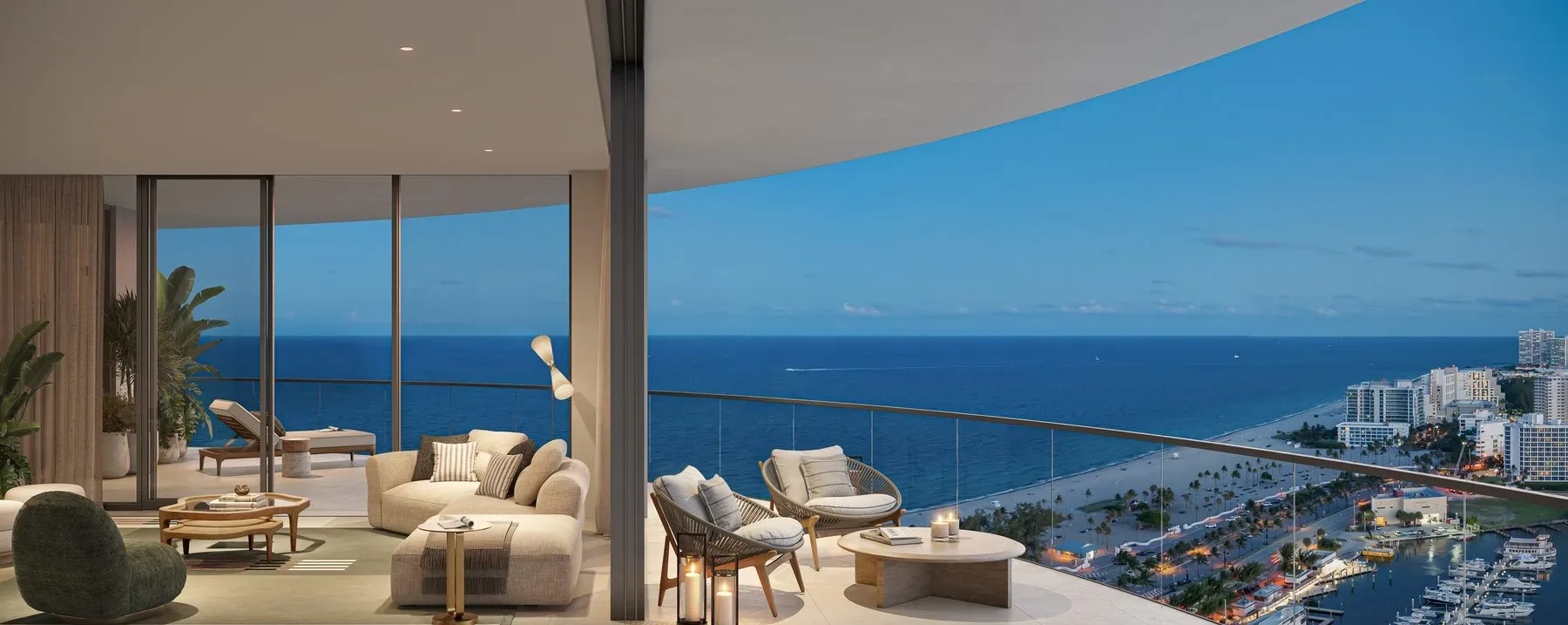 St. Regis Bahia Mar — Private terrace at dusk