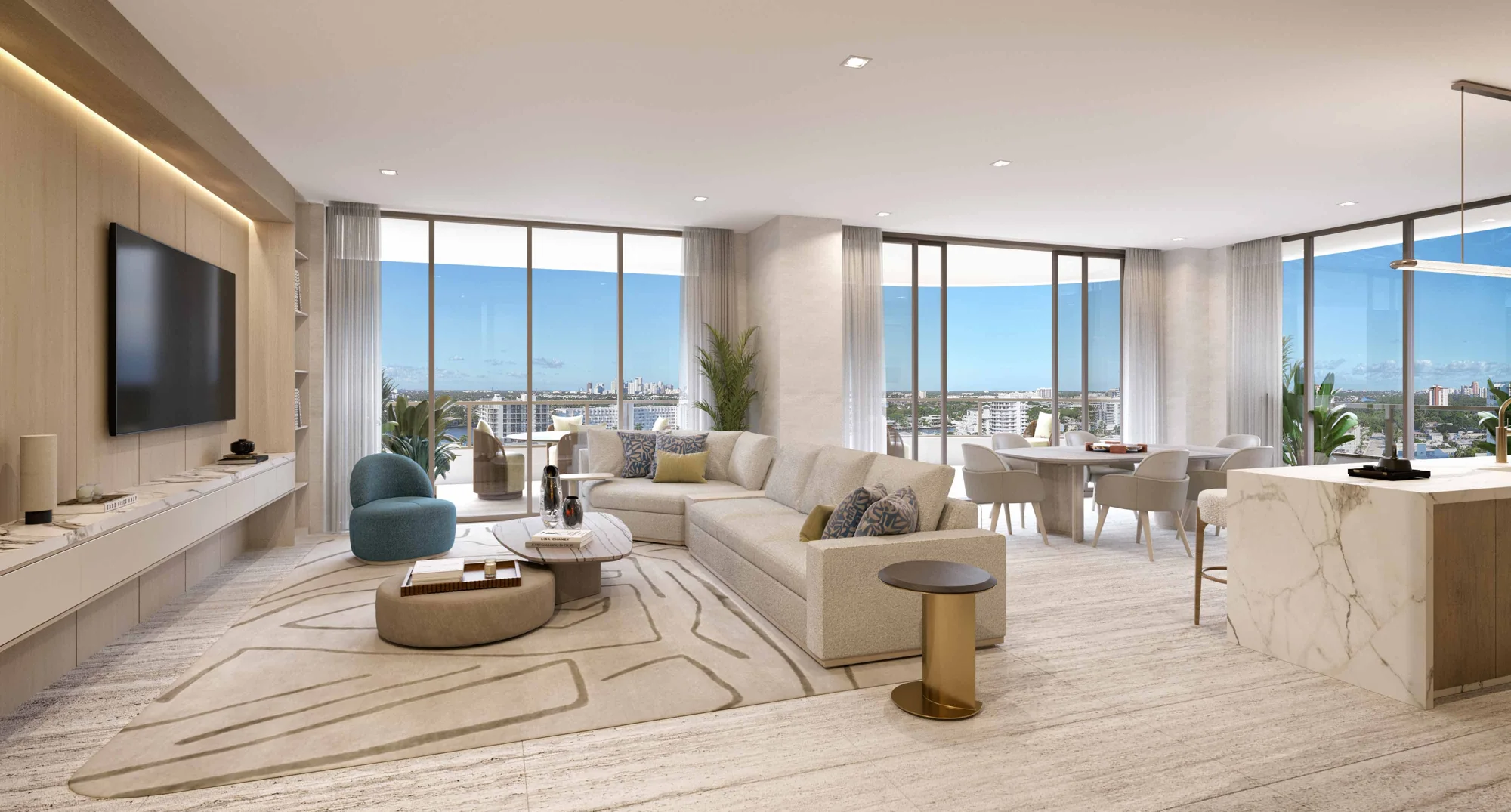 Bungalow East — Residence living room with Intracoastal views