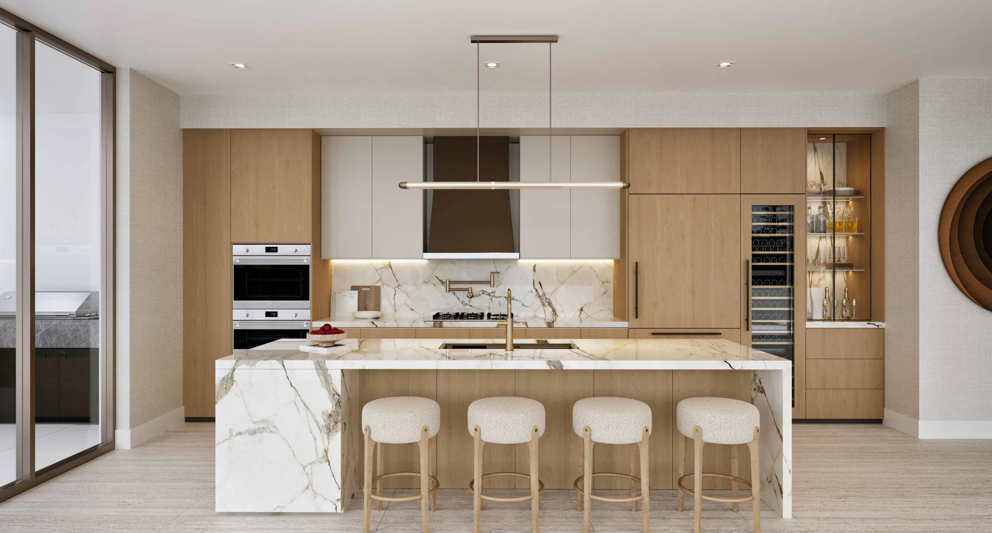 Bungalow East — Chef's kitchen by Italkraft with Sub-Zero Wolf appliances