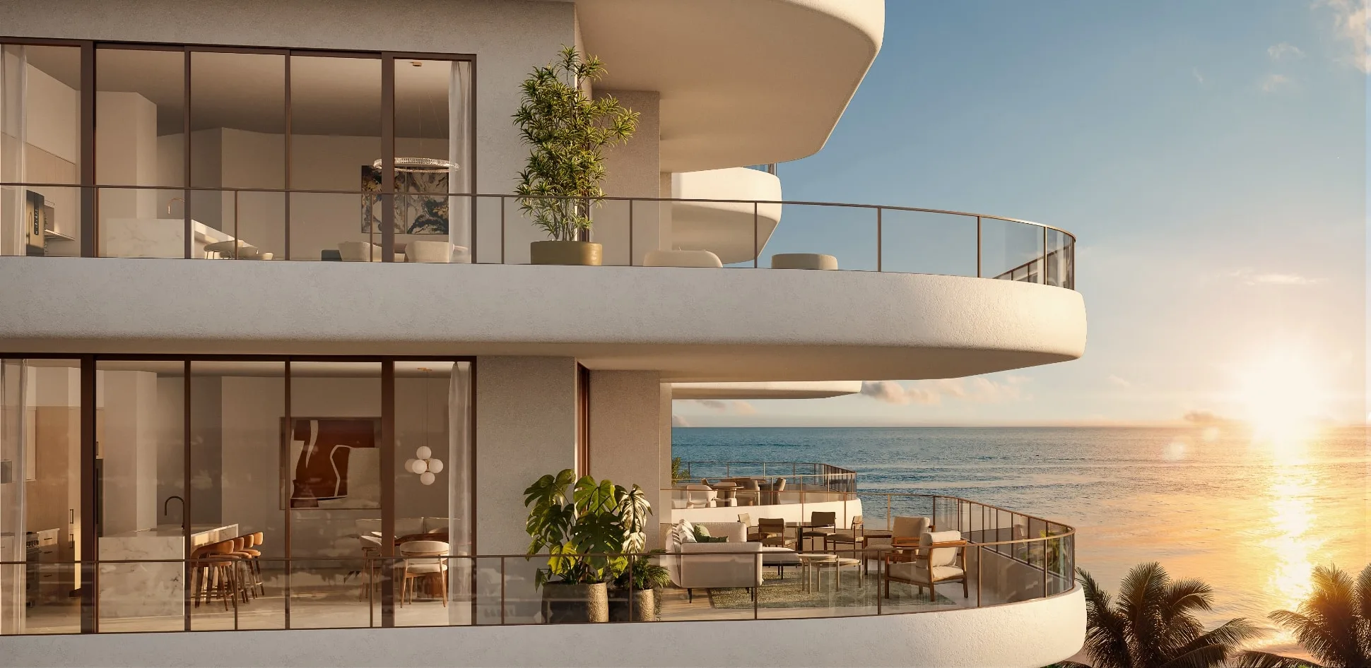 Bungalow East — Private terrace at sunset