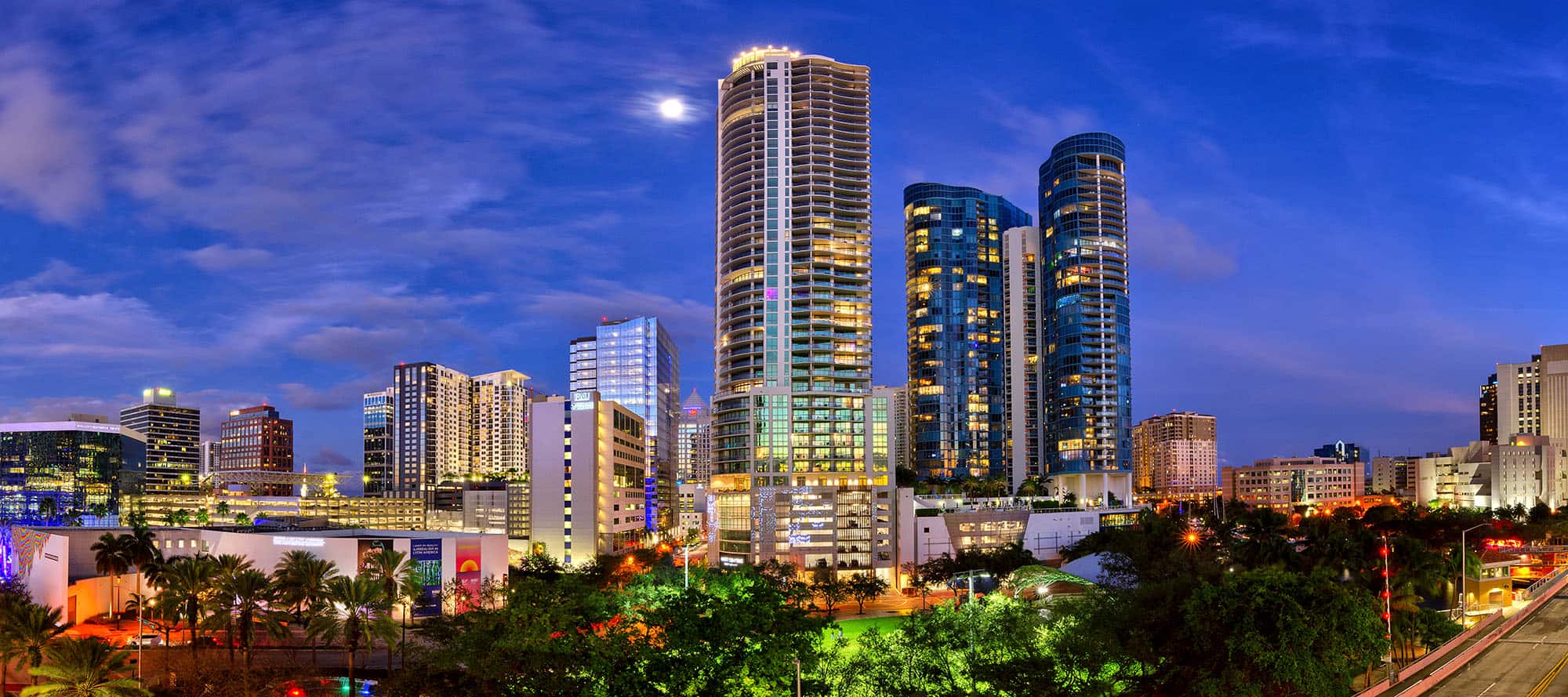 Downtown Fort Lauderdale skyline at twilight