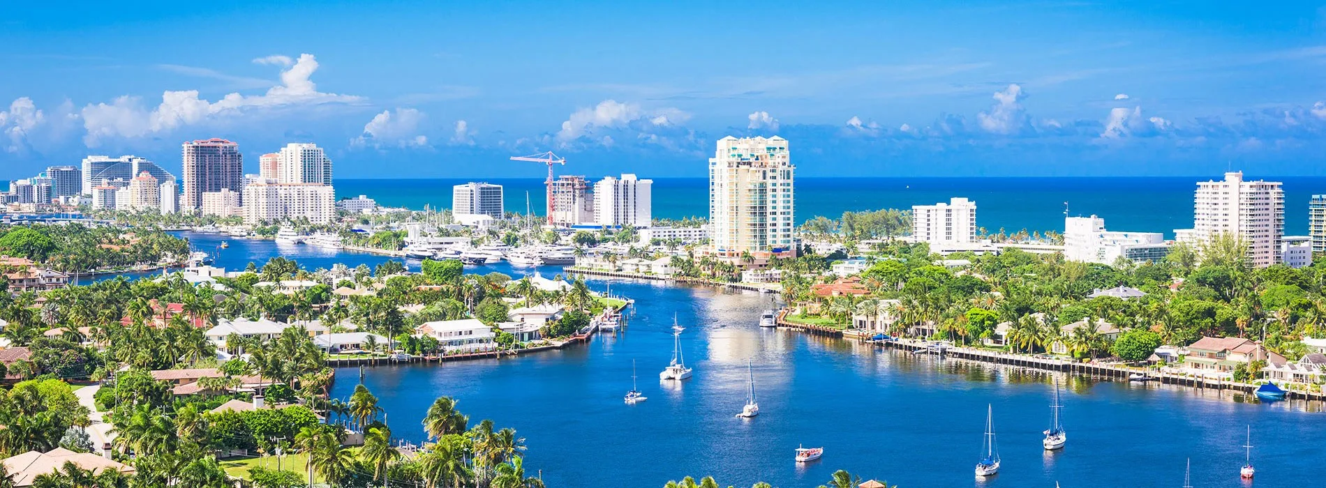 Fort Lauderdale's Intracoastal and marine service waterways from the air