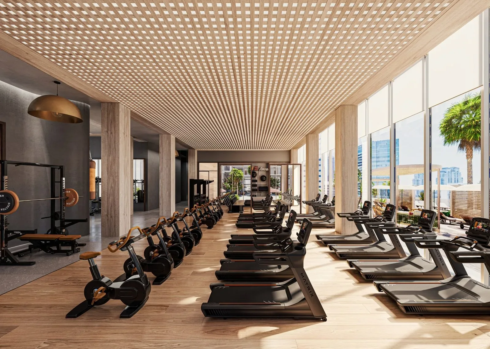 Ombelle Equinox-Level Fitness Center with Floor-to-Ceiling Windows