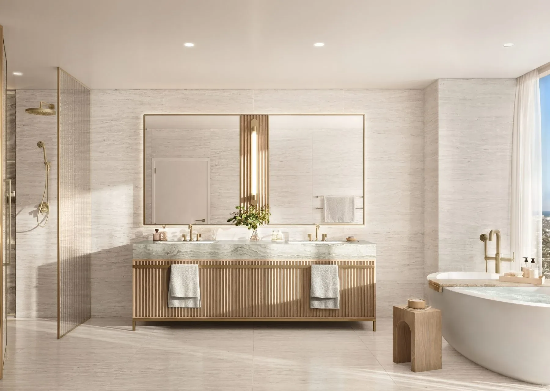 Ombelle Master Bathroom — Freestanding Tub & Dual Vanity