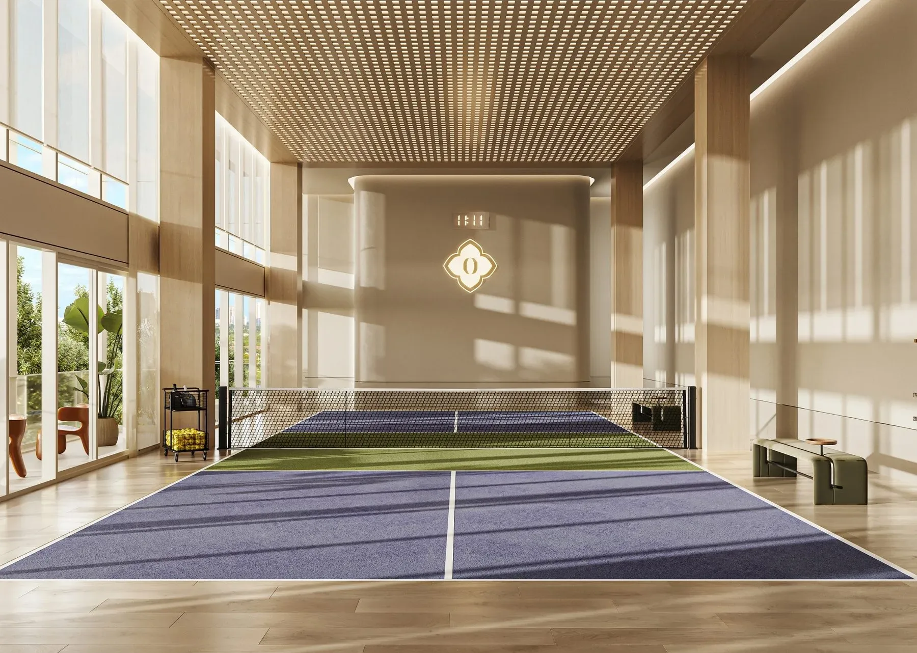 Ombelle Indoor Pickleball Court with Branded Logo