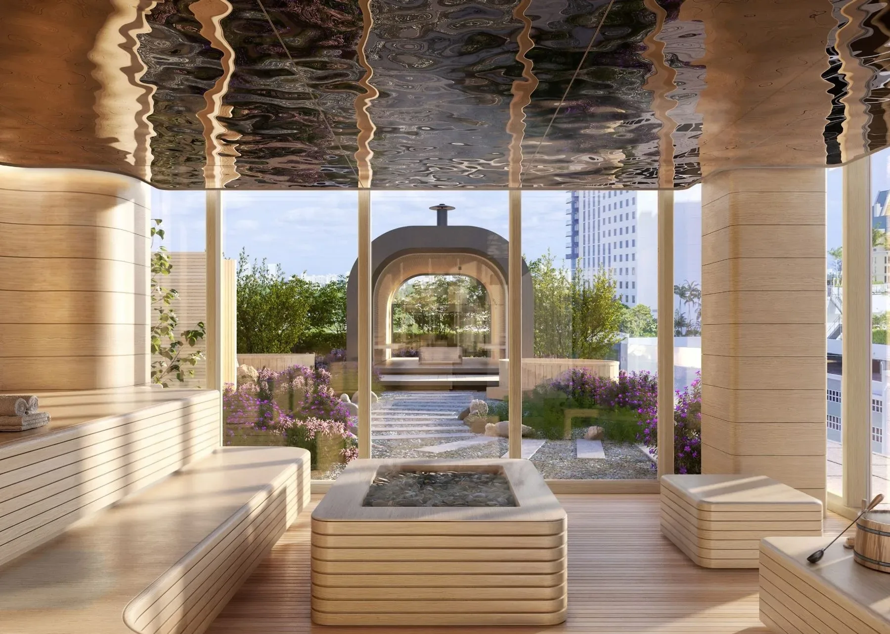 Ombelle Spa — Sauna with Garden Views & Soaking Tub