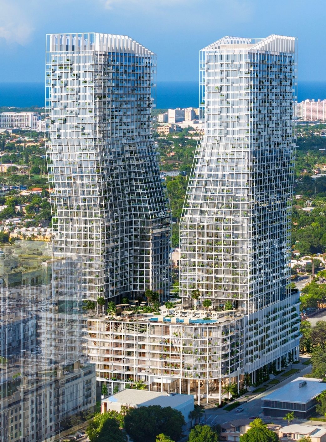 Ombelle Twin Towers Aerial View with Pool Deck