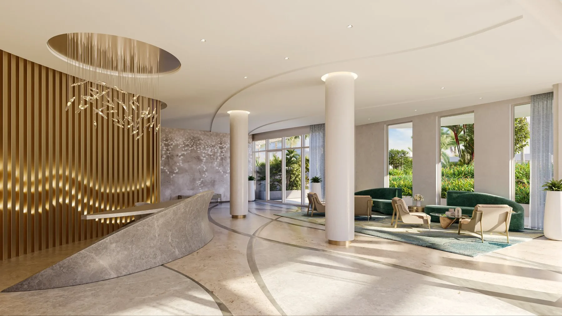 Azul lobby with marina views