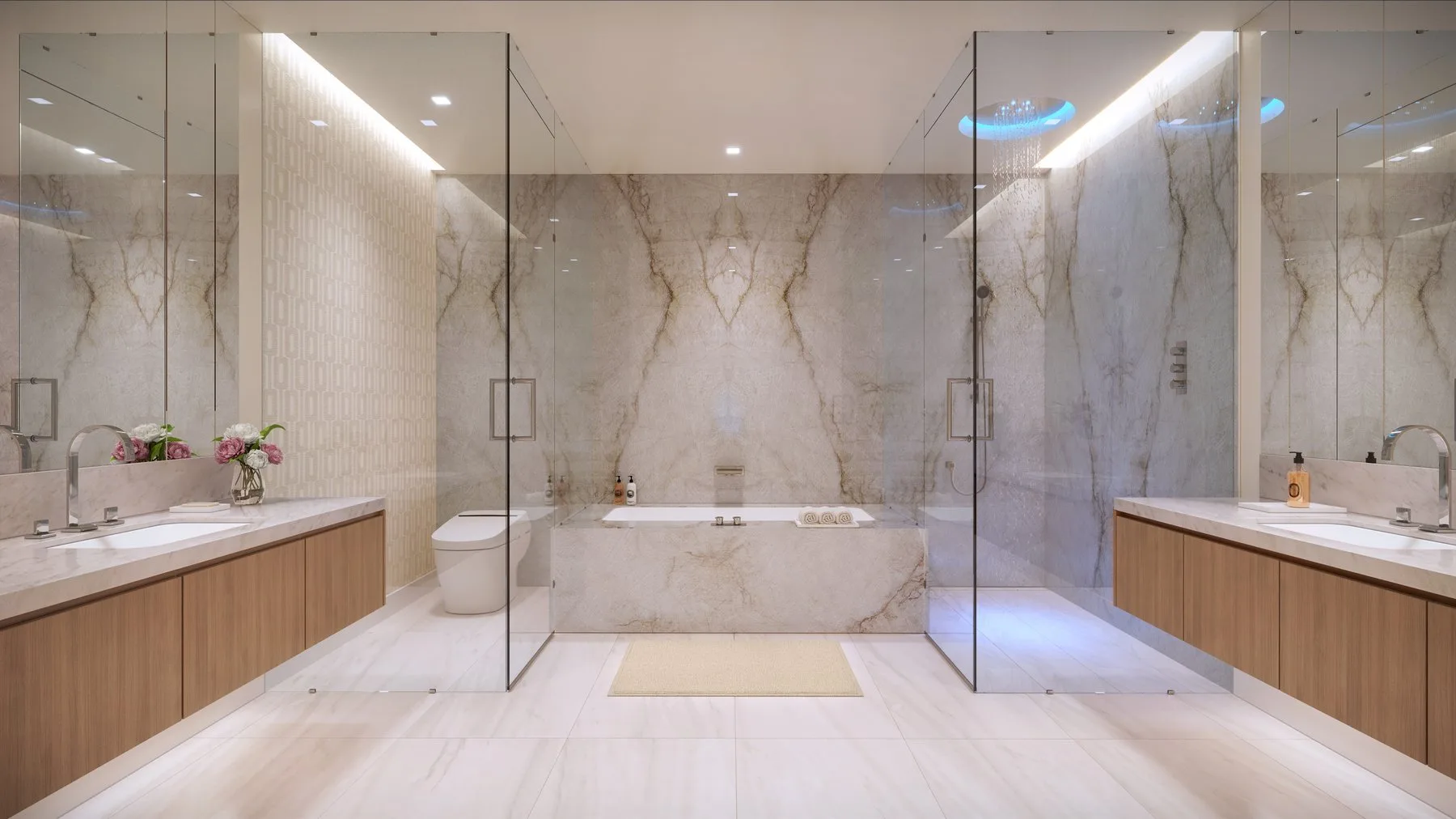 Primary bath rendering with freestanding tub