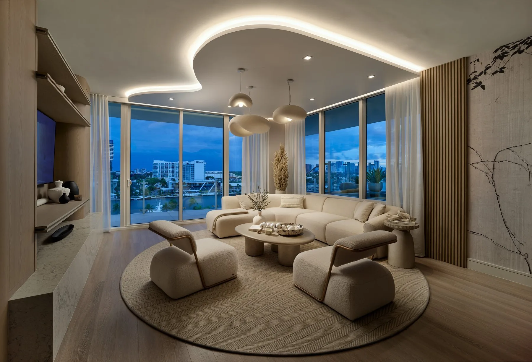 Residence terrace with water views