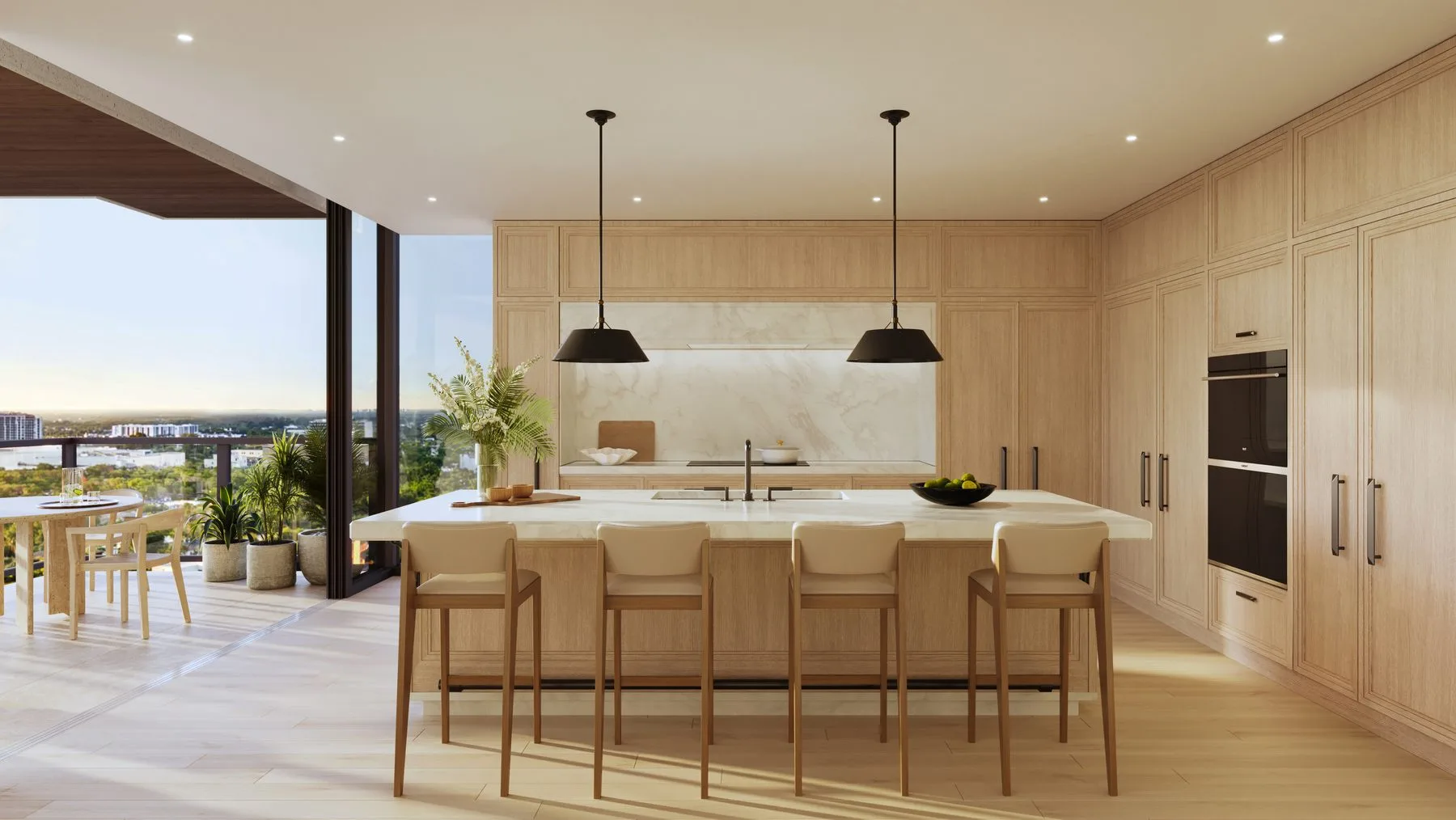 European-Style Kitchen with Sub-Zero & Wolf Appliances and Marble Countertops