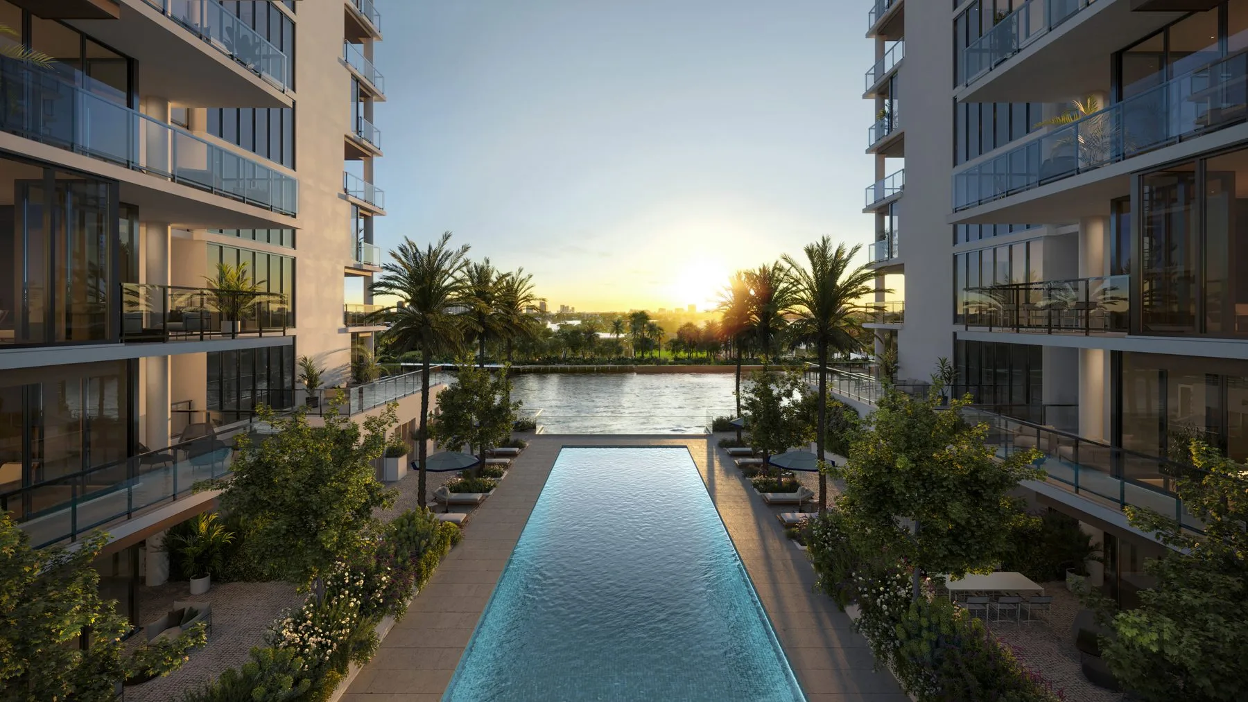 Pool between twin towers at Ritz-Carlton Fort Lauderdale