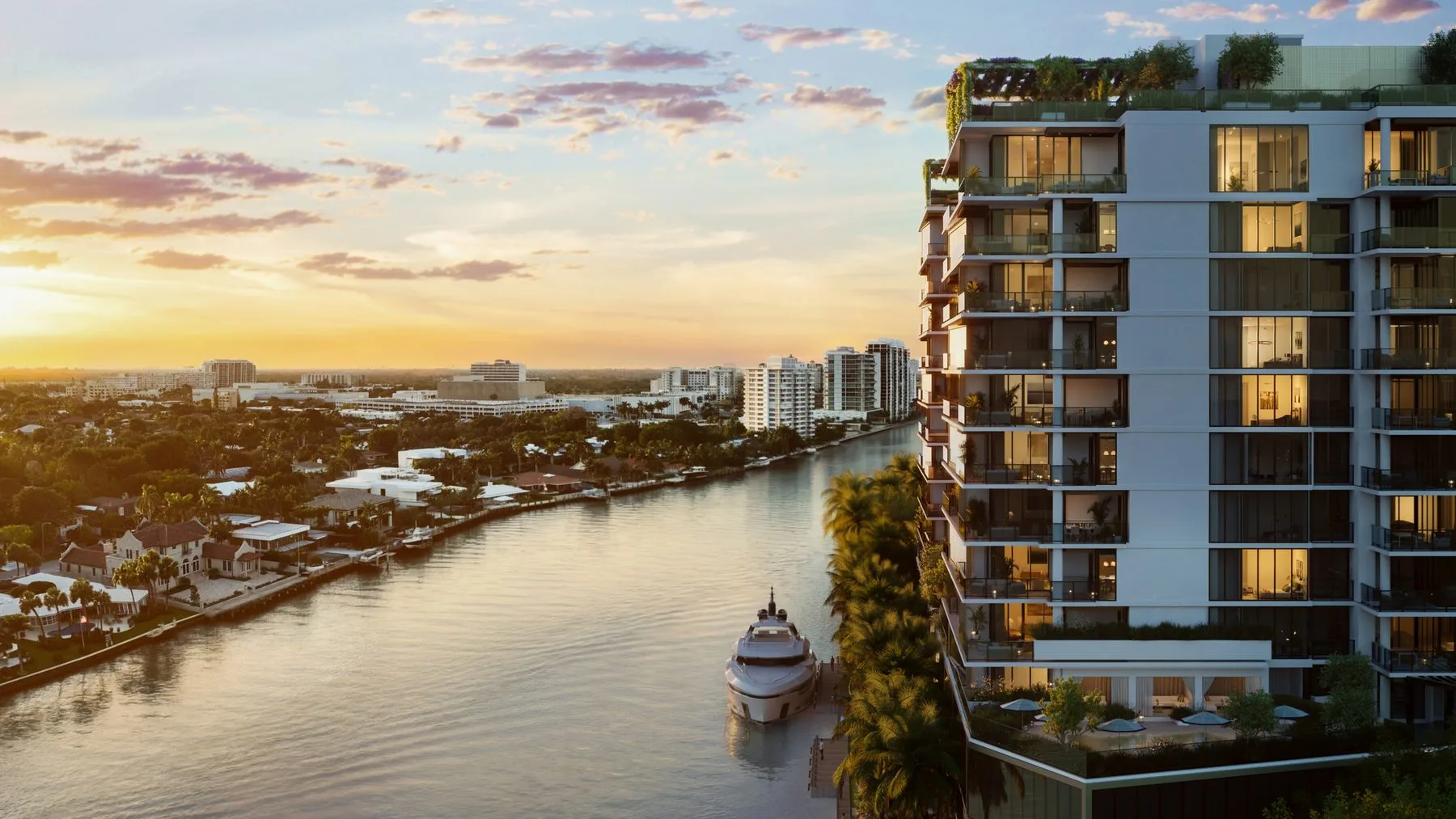 The Ritz-Carlton Residences Fort Lauderdale — Aerial View of Two Towers on Intracoastal