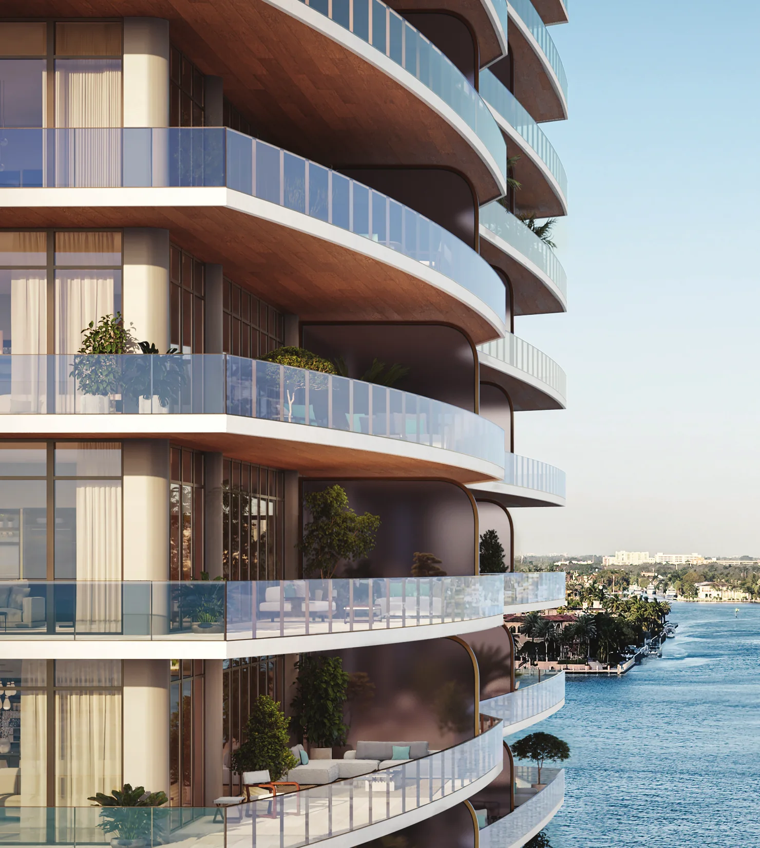 Riva Residenze — Curved terraces over the Intracoastal
