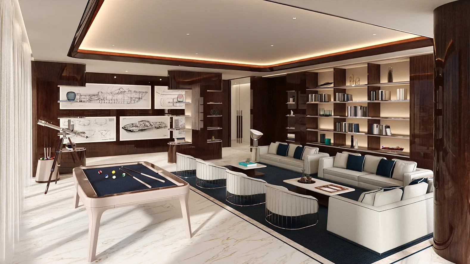 Riva Residenze — Library and Game Room