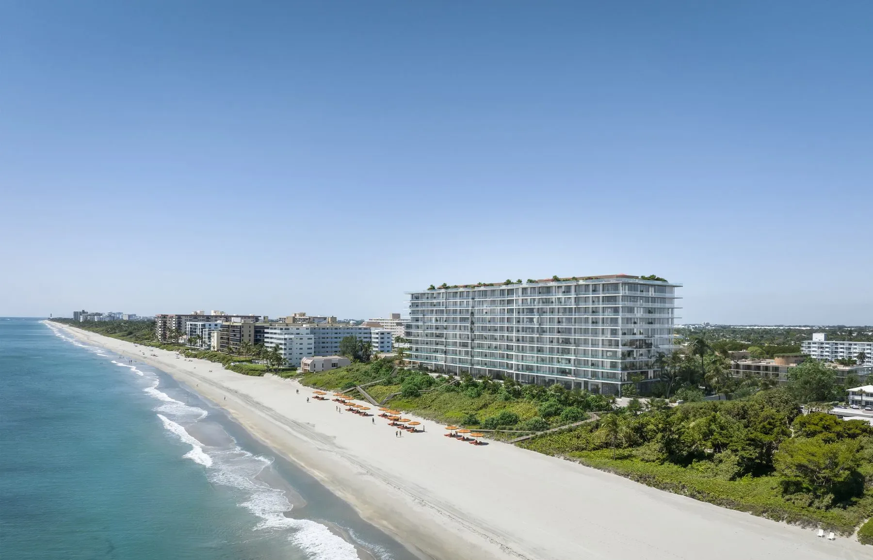 Rosewood Residences Hillsboro Beach full building from oceanfront