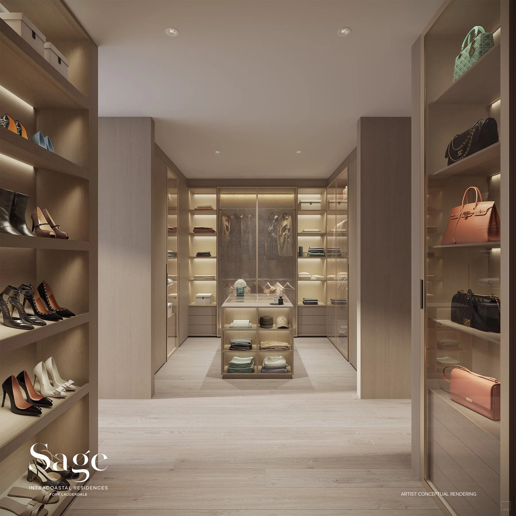 Walk-in closet with built-out shelving