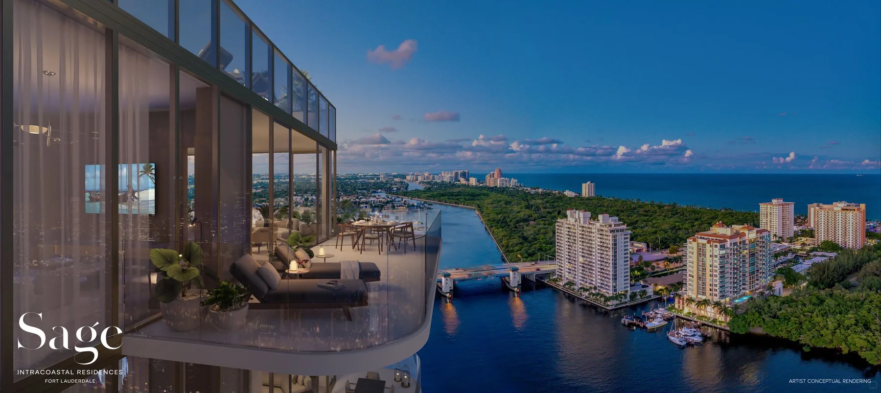 Expansive balcony with summer kitchen