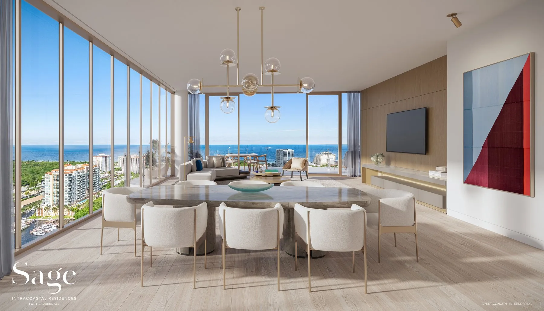 Open living & dining with ocean views