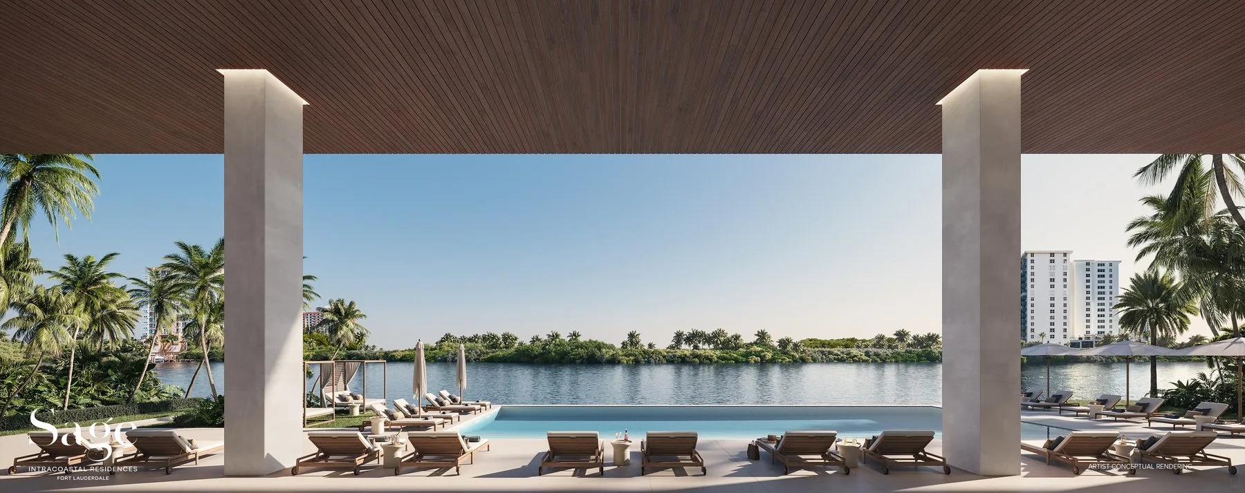 Waterfront resort-style infinity pool