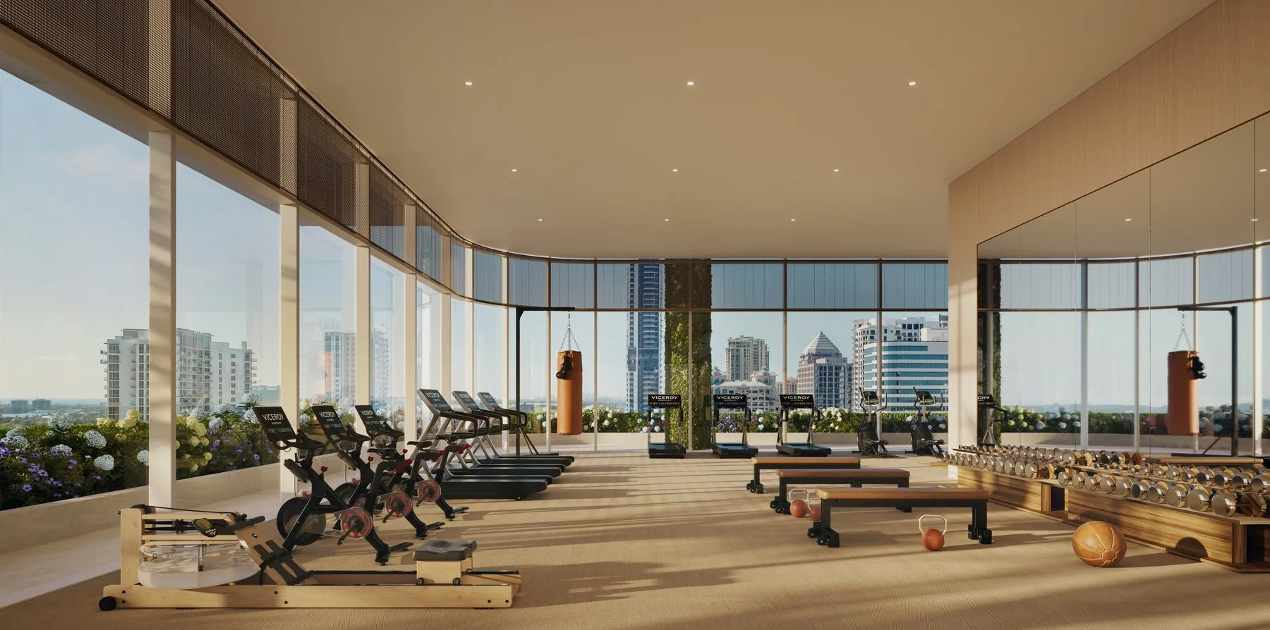 Viceroy Residences — State-of-the-art fitness center with city views