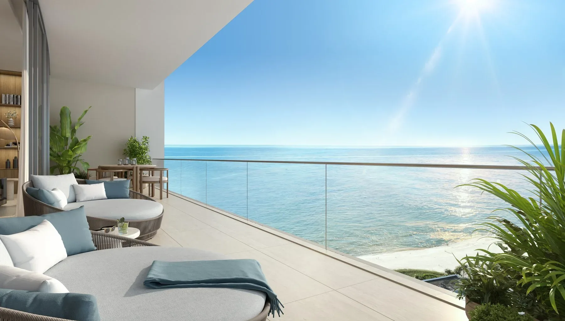 W Pompano Beach — residence balcony with ocean sunset