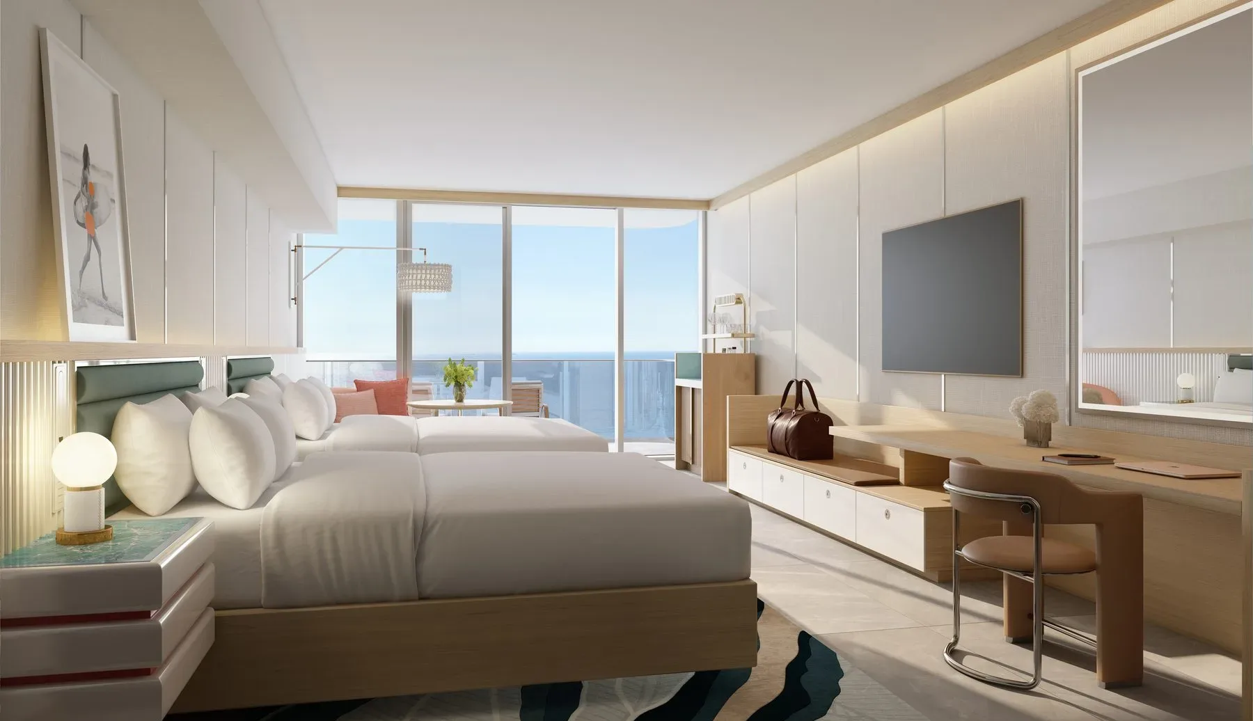 W Pompano Beach — suite living room with ocean view